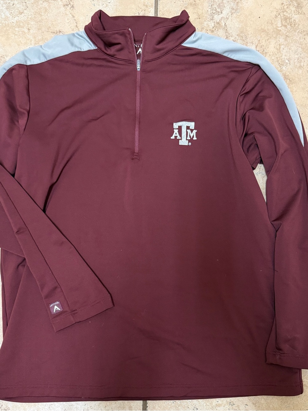 Texas A&M Maroon Quarter-Zip Pullover with Light Gray Accents